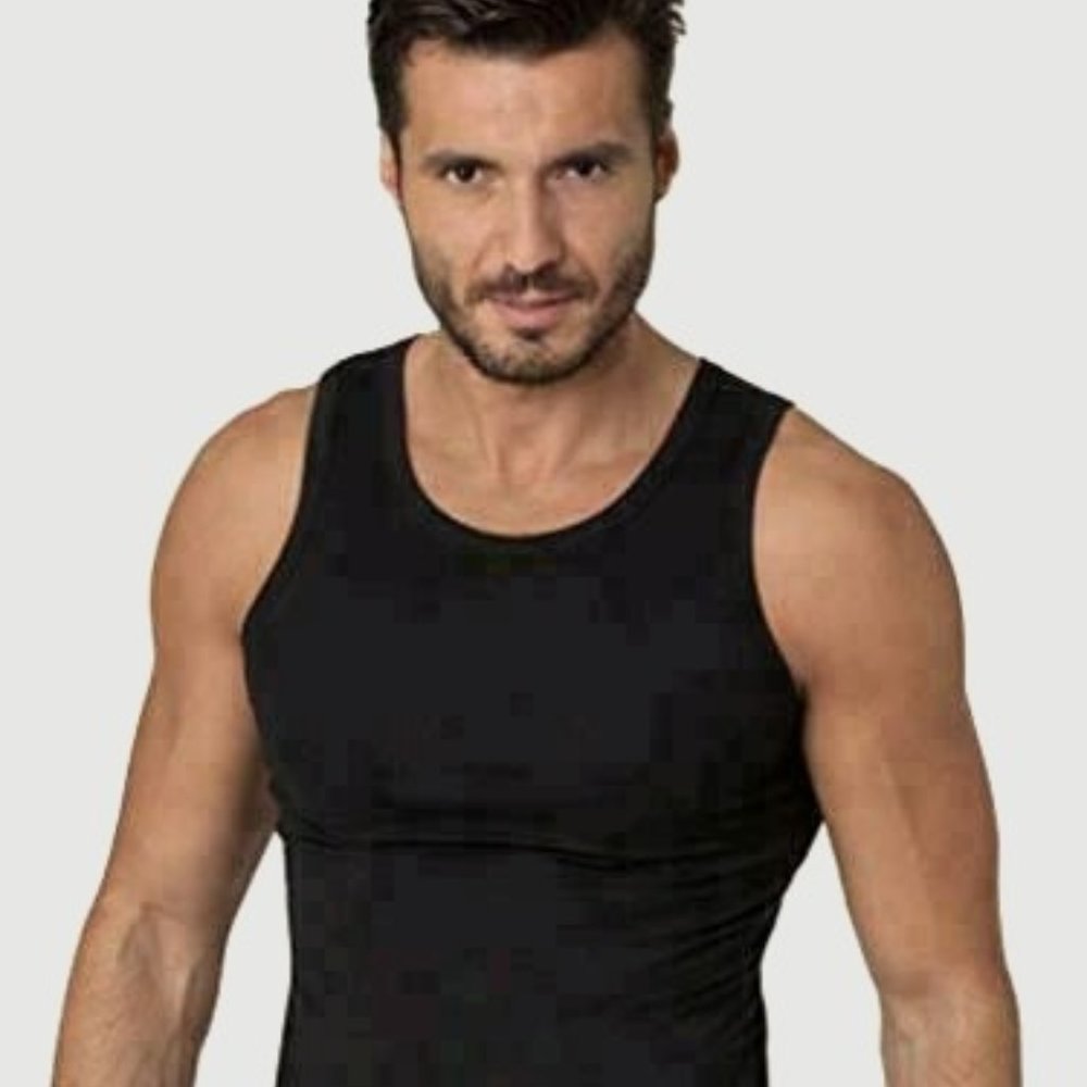 EGI LUXURY WOOL SILK MEN'S SLEEVELESS SHIRT MUSCLE